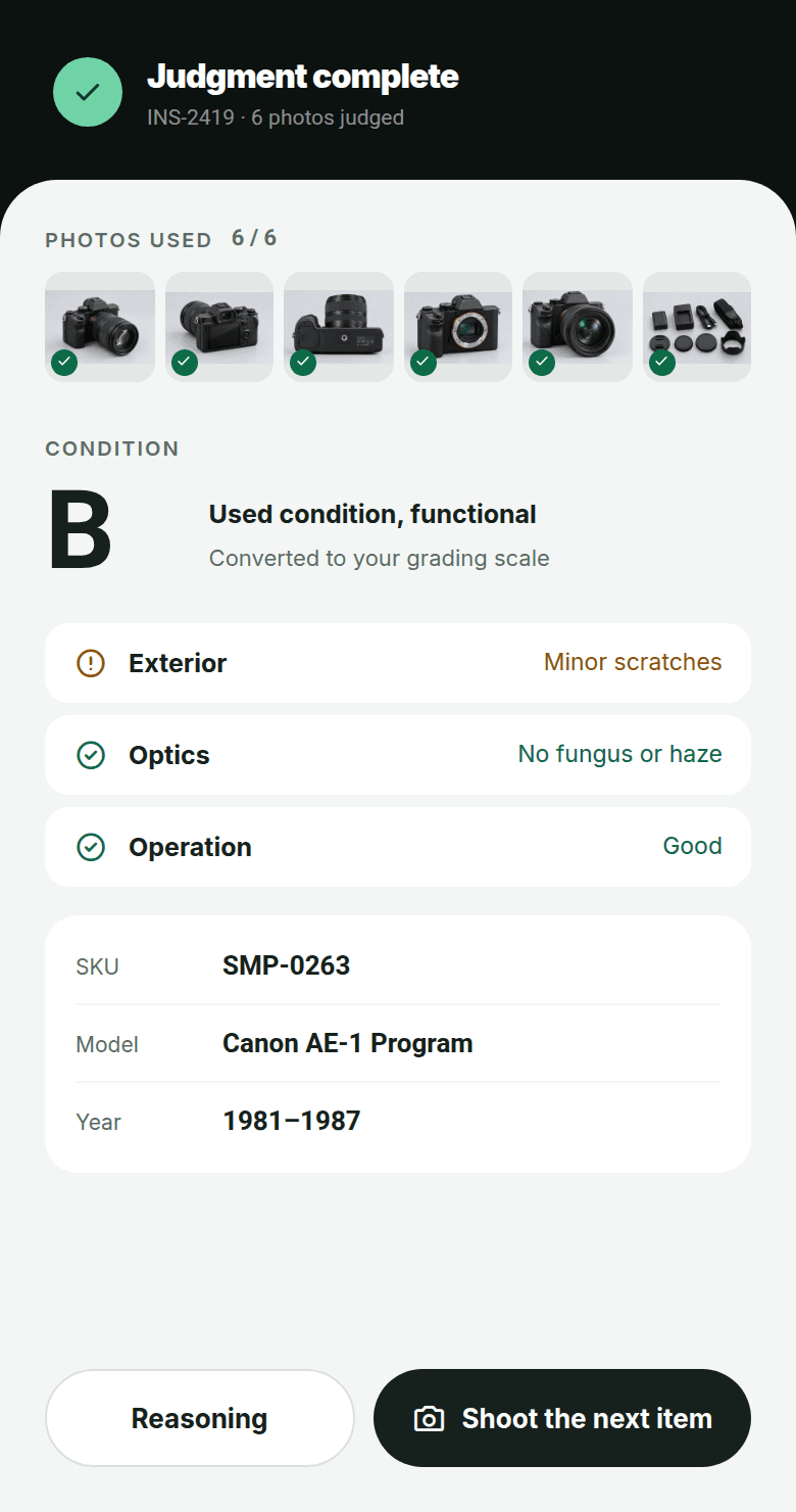Assessment result on a phone